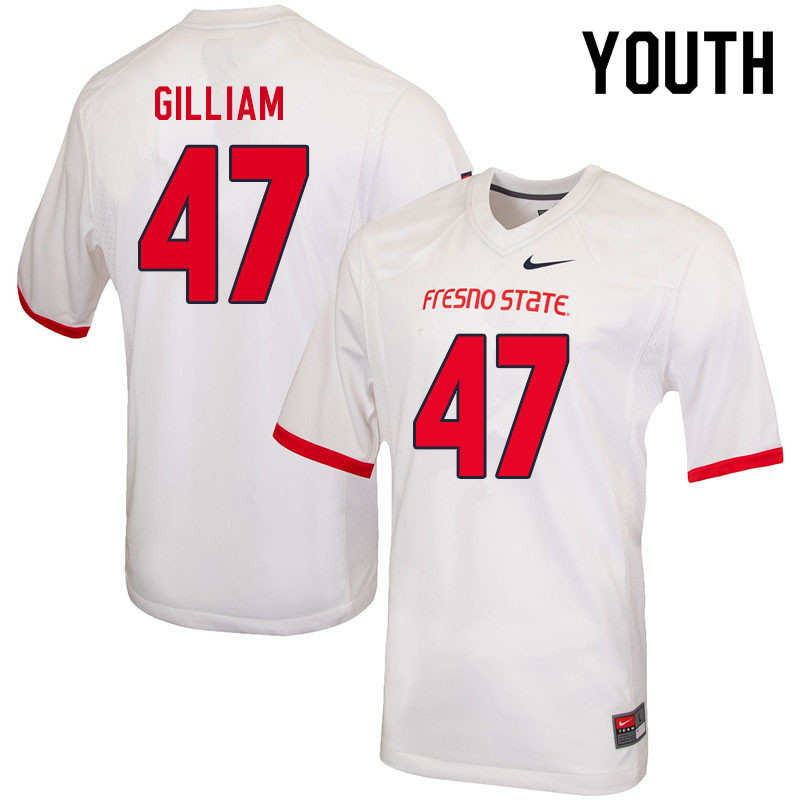 Youth #47 Elijah Gilliam Fresno State Bulldogs College Football Jerseys Sale-White - Click Image to Close